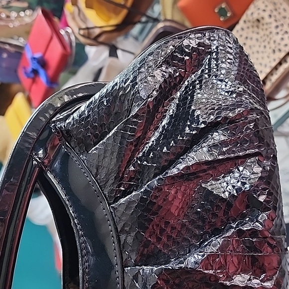 EUC Vintage Beverly Feldman Black Python Clutch Bag - Picture 3 of 12